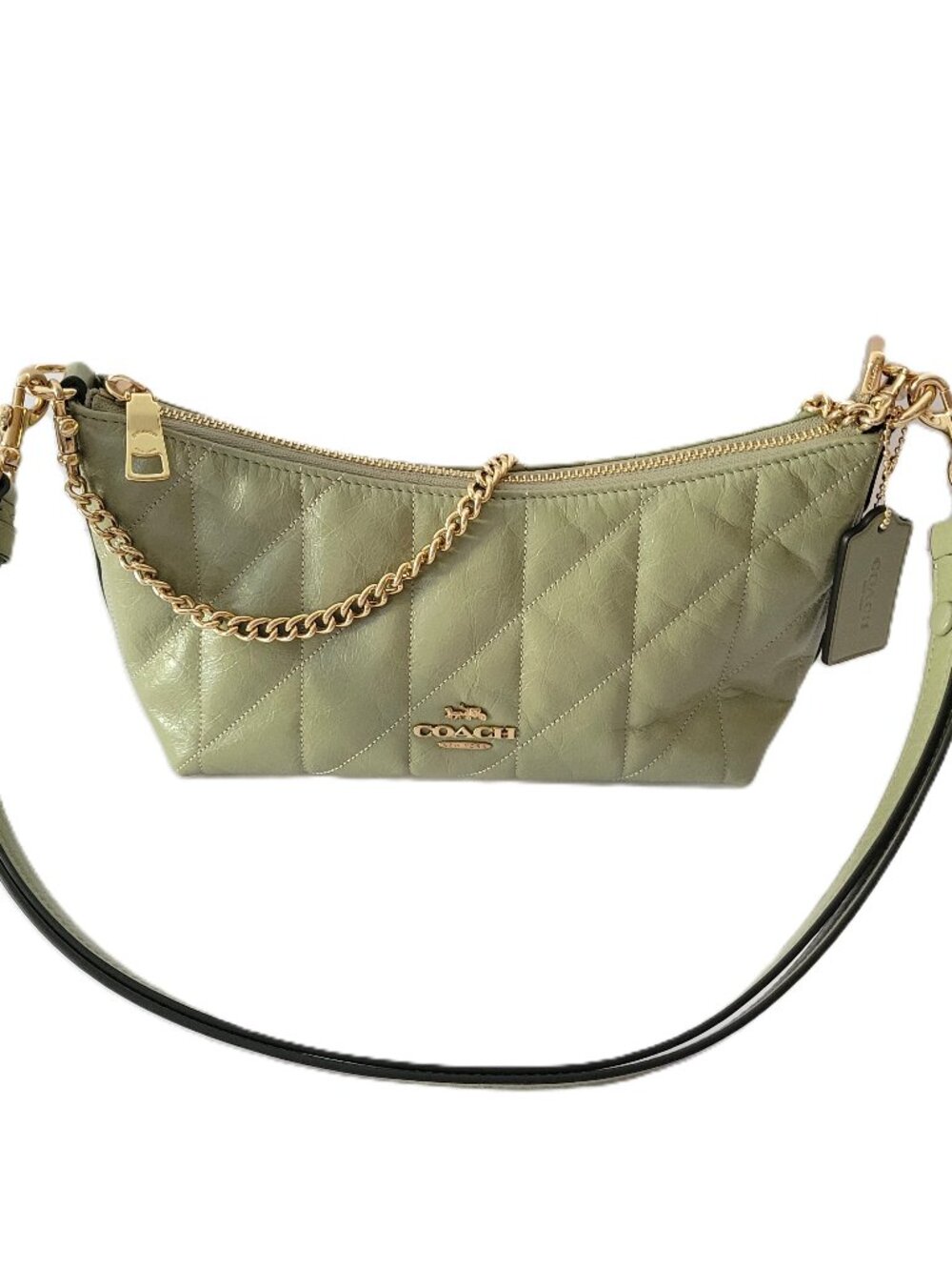 Coach CDZ88 Caitlin Shoulder Bag Glazed Leather Quilting Pistachio